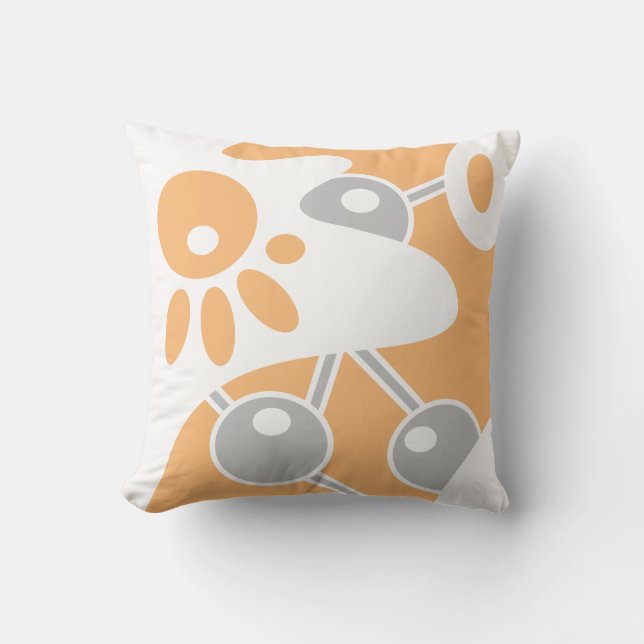 Coussin Pêcher Gris Blanc Moderne Doodle 1 (Recto)