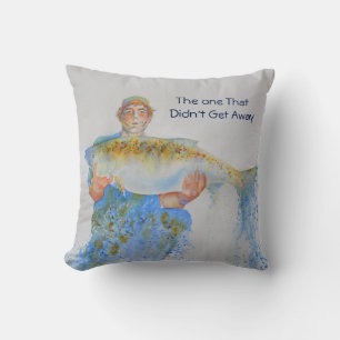Coussin Pêcheur peinture d'aquarelle cadeau de pêche pour 