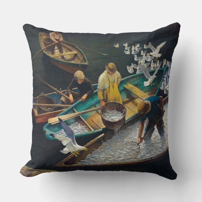 Coussin Pêcheurs de Dark Harbor par Newell Convers Wyeth (Recto)