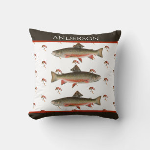 Coussin Pêcheurs Monogrammes Pêche à la mouche Truite