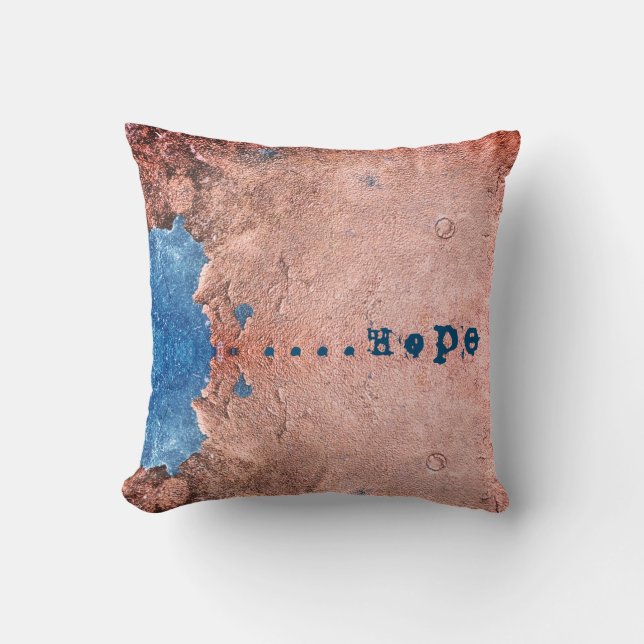 Coussin Peeling rouillé Cuivre et Blue Hope (Recto)