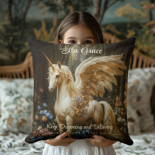 Coussin Pégase vintage classique Licorne Cheval ailé