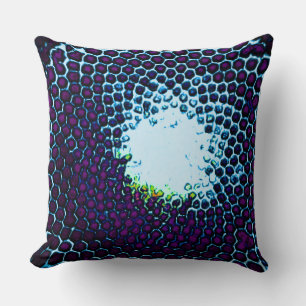 Coussin Peigne de miel Abstrait bleu et violet