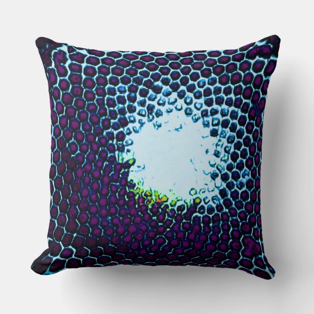 Coussin Peigne de miel Abstrait bleu et violet (Recto)