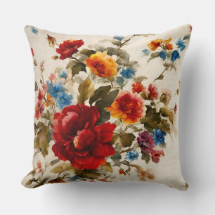 Coussin Peint Е légant & Délicat Fleurs d'été colorées