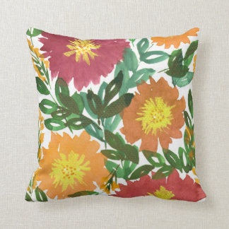 coussin peint à la main de fleurs d'aquarelle