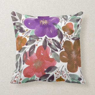 coussin peint à la main de fleurs d'aquarelle