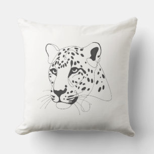 Coussin Peint à la main léopard minimaliste ligne art