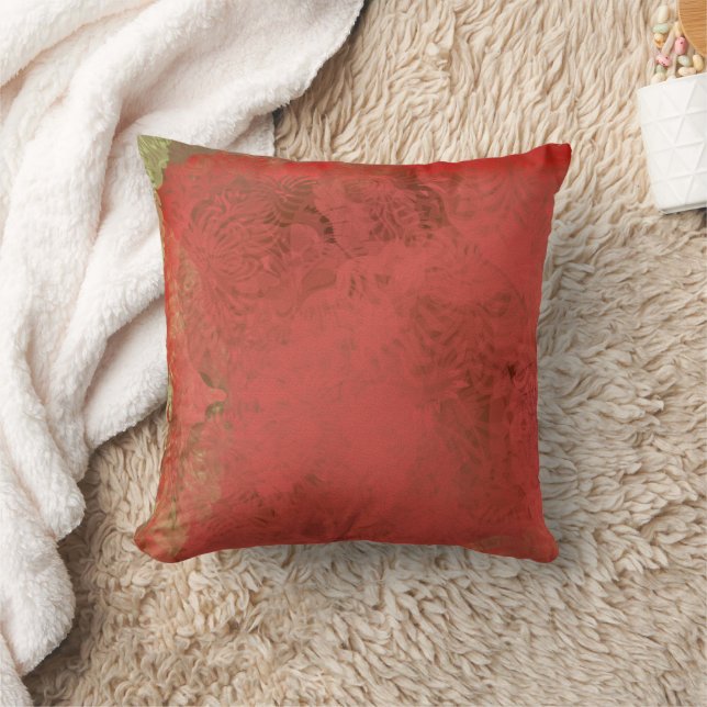 Coussin Peint Abstrait rouge orange vert (Couverture)