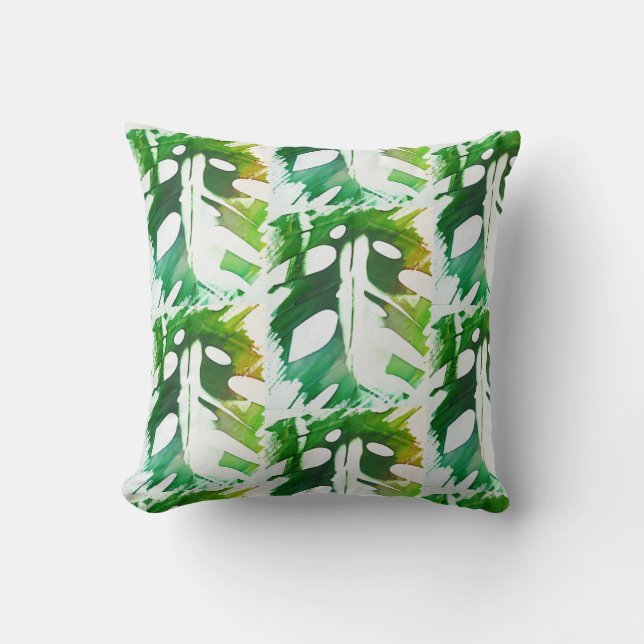 Coussin peint avec une feuille de monstre délicieu (Recto)