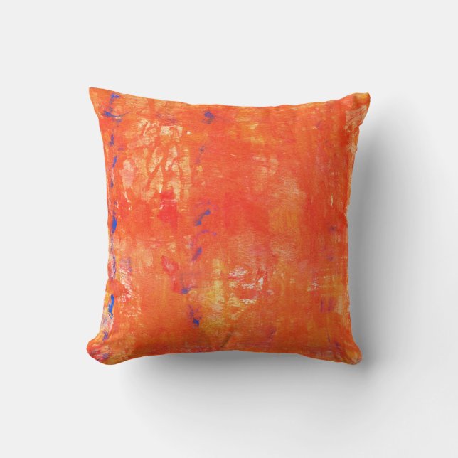 Coussin peinture à l'aquarelle Abstraite. Barrière peinte  (Recto)