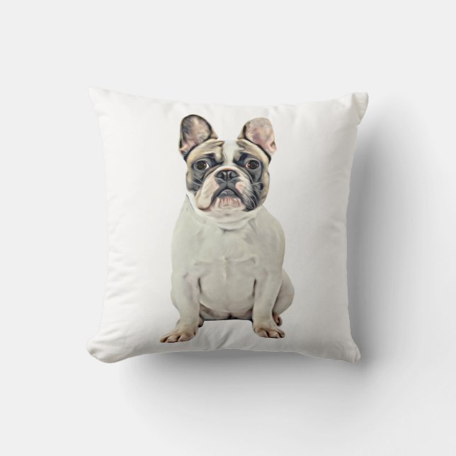 Coussin Peinture à l'aquarelle de Bouledogue Français (Recto)