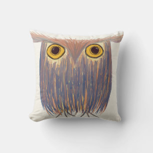 Coussin Peinture à l'aquarelle de hibou coloré