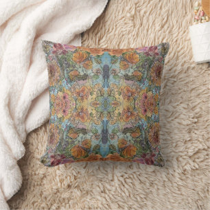 Coussin Peinture à l'aquarelle de jardin de fleurs Chic Vi