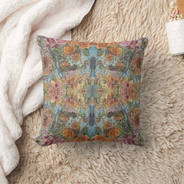 Coussin Peinture à l'aquarelle de jardin de fleurs Chic Vi (Couverture)