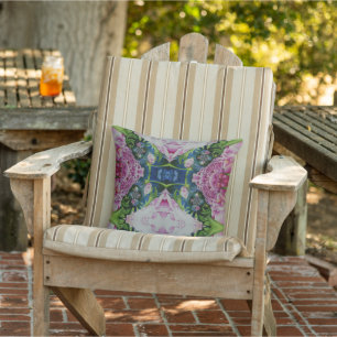 Coussin Peinture à l'aquarelle de pivoine abstraite, rétro