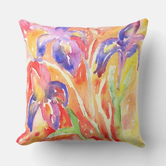 Coussin Peinture à l'aquarelle Iris (Recto)