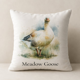 Coussin Peinture à l'aquarelle personnalisée de l'oie de p