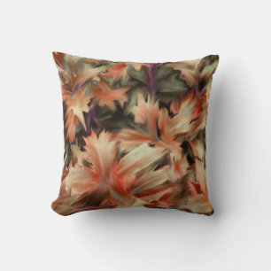 Coussin Peinture à l'huile abstraite de feuille botanique