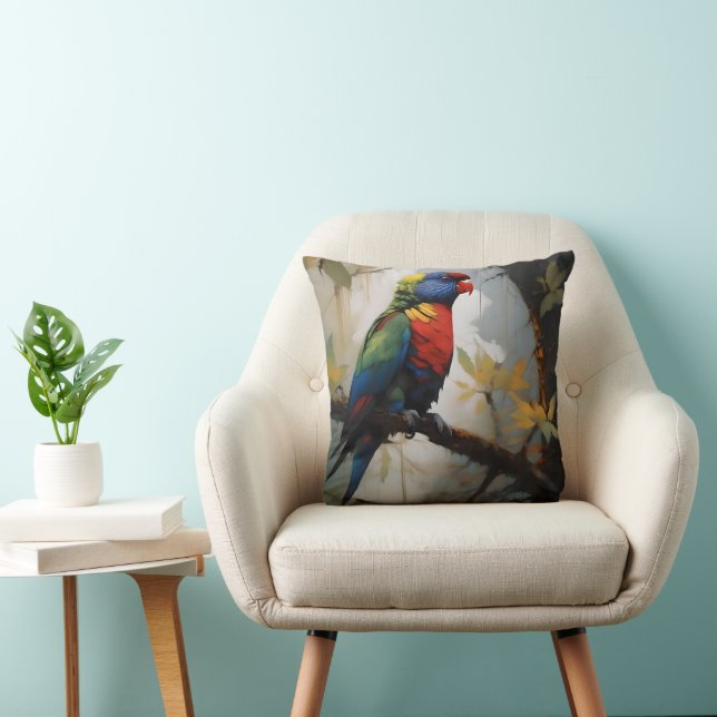 Coussin Peinture à l'huile Aussie Rainbow Lorikeet, (Chaise)