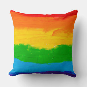 Coussin Peinture à l'huile Couleurs arc-en-ciel Gay Lesbia