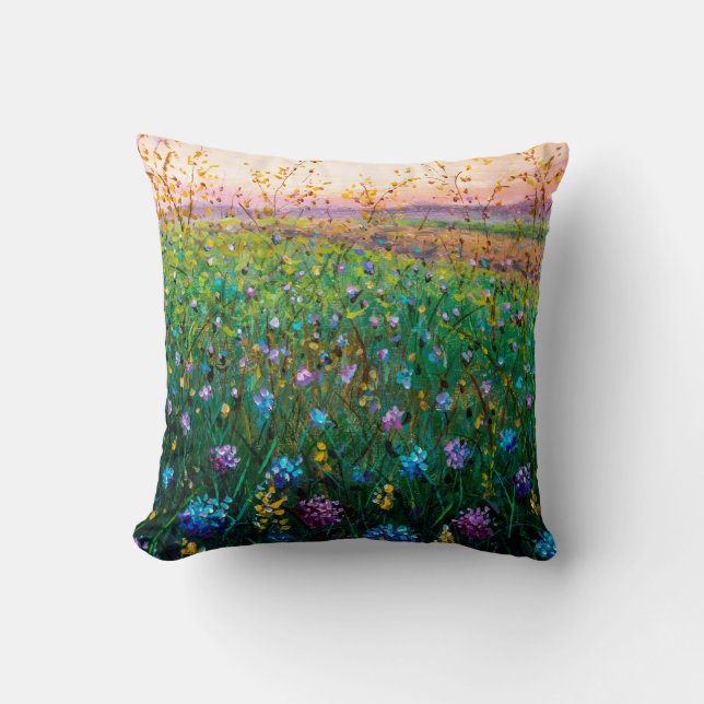 Coussin  peinture à l'huile de fleurs, belles fleurs de ch (Recto)
