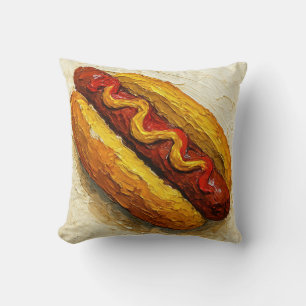 Coussin Peinture à l'huile de hot dog (#1)