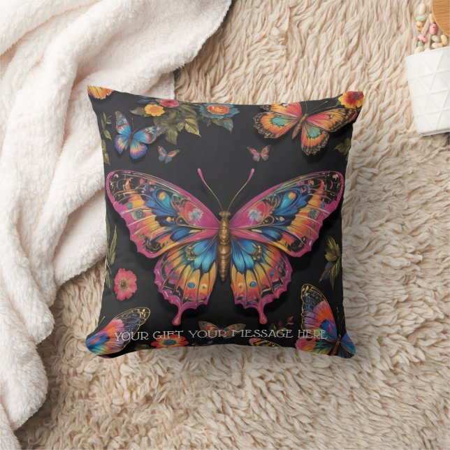 Coussin Peinture à l'huile de néon de papillon bohémien (Couverture)