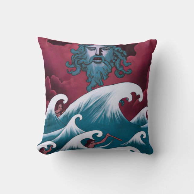 Coussin Peinture à l'huile de Neptune Crimson (Recto)
