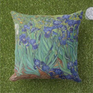Coussin Peinture à l'huile florale Les Iris bleus célèbres