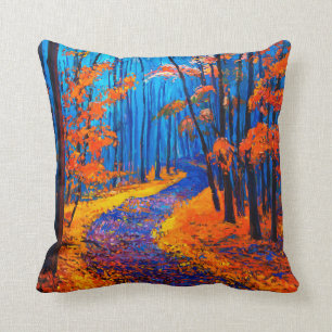 Coussin  peinture à l'huile montrant belle forêt d'automne