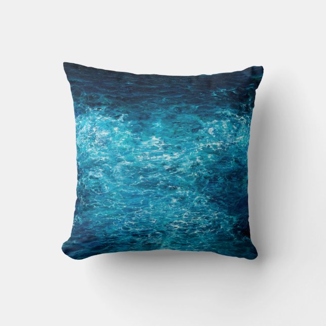 Coussin  peinture à l'huile montrant les vagues de l'océan (Recto)