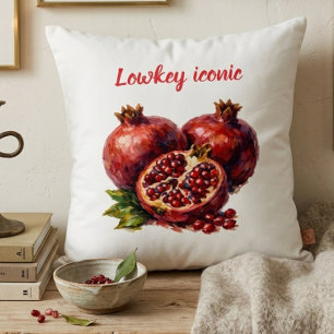 Coussin Peinture à l'huile rouge grenade riche esthétique 