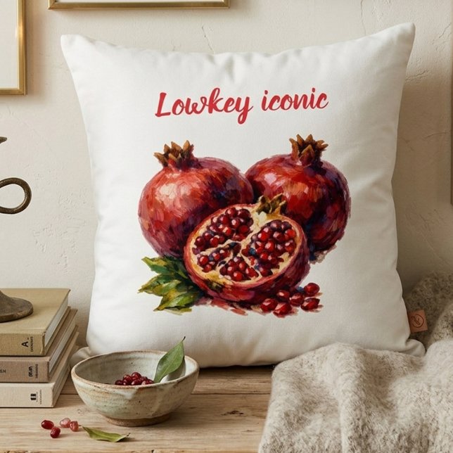 Coussin Peinture à l'huile rouge grenade riche esthétique  (Créateur téléchargé)