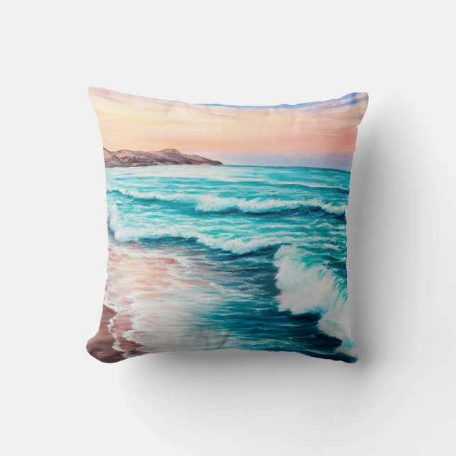 Coussin  peinture à l'huile sur le beau coucher de soleil  (Recto)