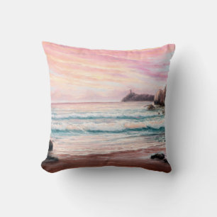 Coussin peinture à l'huile sur le beau coucher de soleil