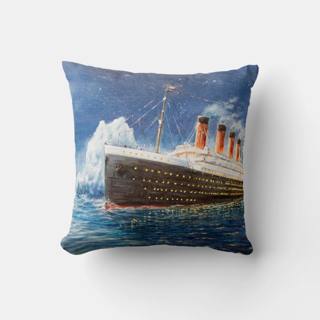 Coussin  peinture à l'huile sur Titanic et iceberg dans l' (Recto)