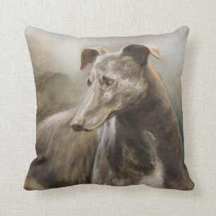 Coussin Peinture à l'huile vintage Greyhound