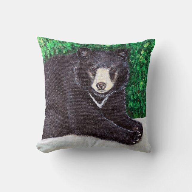 Coussin Peinture à l'ours noir (Recto)
