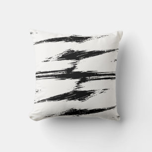 Coussin Peinture à pinceau noir blanc moderne