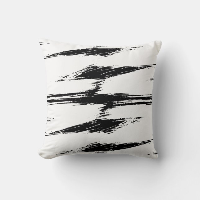 Coussin Peinture à pinceau noir blanc moderne (Recto)
