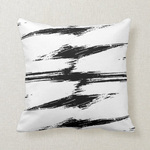 Coussin Peinture à pinceau noir blanc moderne