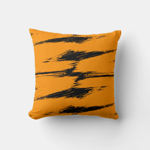 Coussin Peinture à pinceau orange et noir