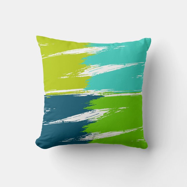 Coussin Peinture à pinceau vert turquoise pour chaux Ming (Recto)