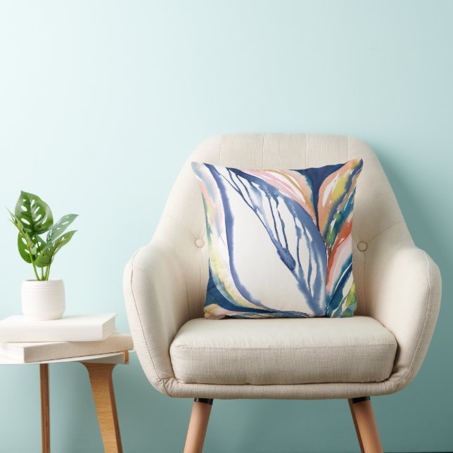 Coussin Peinture Abstraite Aquarelle Art Botanique (Chaise)