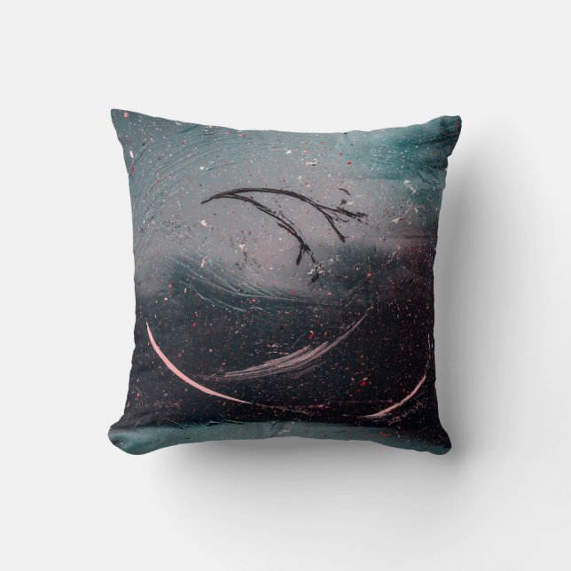 Coussin Peinture abstraite blanche et bleue (Recto)
