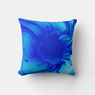 Coussin Peinture abstraite bleue et turquoise
