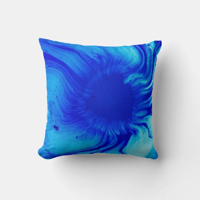 Coussin Peinture abstraite bleue et turquoise (Recto)