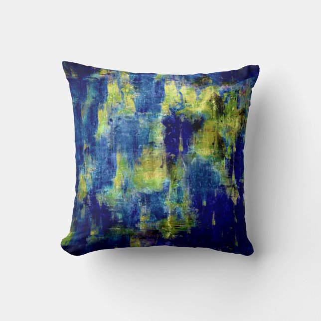 Coussin Peinture Abstraite Bleue Froide (Recto)