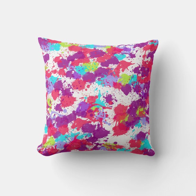 Coussin Peinture Abstraite colorée, rouge et violet (Recto)